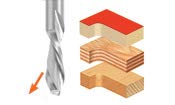 Amana Tool 46402 SC Spiral Plunge Router Bit, 1/64 Dia x 3/32 Cut Height x 1/8 Shank x 2 Inch Long, 2 Flute Down-Cut