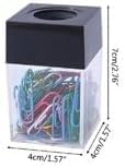 Pink Magnetic Paper Clip Dispenser Holder - Clear Acrylic Organizer with Magnetic Top for Desk Supplies