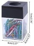 Pink Magnetic Paper Clip Dispenser Holder - Clear Acrylic Organizer with Magnetic Top for Desk Supplies