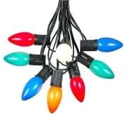 C9 Set 25 Bulbs 25' Novelty Lights Multi Hanging Ceramic Christmas String Lights - Retro Fit Traditional Indoor/Outdoor