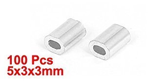 uxcell Uxcell 0.8mm 1/32-inch Wire Rope Aluminum Ferrules Sleeves, Silver Tone, Pack of 100