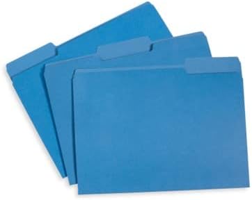 Blue Summit Supplies 200 Blue File Folders, Letter Size, 1/3 Cut Tab, Great for Organizing
