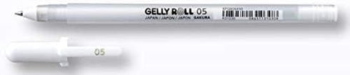 SAKURA GEL PEN GELLY ROLL THIN 0.5MM - WHITE - PROFESSIONAL USE