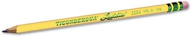 Ticonderoga Laddie Woodcase Pencil w/ Eraser, HB #2, Yellow, Dozen