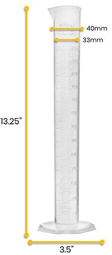 EISCO Graduated Cylinder, 250mL, Class B Tolerance, Octagonal Base, Polypropylene Plastic