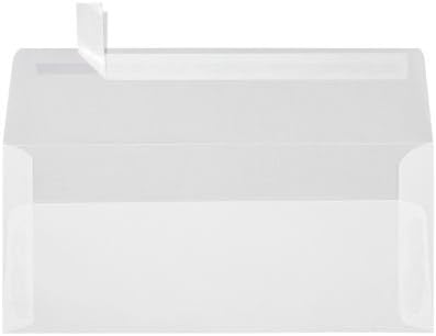 LUXPaper #10 Business Envelopes | Clear Translucent | Peel & Press | 4 1/8" x 9 1/2" | 30lb. Text | 50 Qty