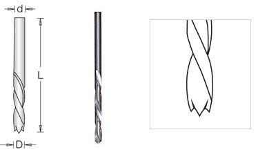 Amana Tool - 463002 Solid Carbide Drill Bit L/H 2mm Dia x 49mm Long x 2mm Shank