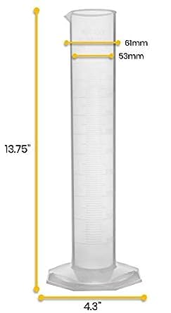 EISCO 500mL Plastic Graduated Cylinder - Class B - Premium Polypropylene - Stable Hexagonal Base - Lab Measuring