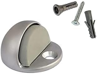 QCAA Low Dome Floor Door Stop, H 25.4 x Diameter 44.5mm, Zinc Die Cast, Satin Nickel, 2 Pack
