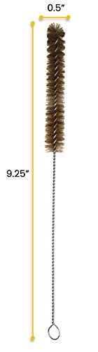 12PK 9.25" 0.3" 0.5" EISCO Bristle Cleaning Brushes with Fan-Shaped Ends, - Twisted Stainless Steel Wire Handle - Ideal