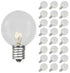 25 Pack G50 Bulbs, E17/C9 7 Novelty Lights Outdoor Patio Globe Replacement Clear, Intermediate Base, Watt