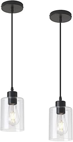 Sleek Black Pendant Lighting for Kitchen Islands (Acc Glass)