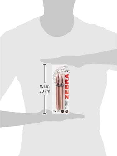 Zebra Pen Z Grip Black Ballpoint Pens, 3 Pack Rose Gold Ballpoint Pens with Triangular Barrel, Medium Point