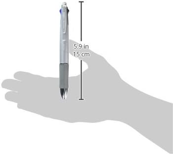 Zebra Clip-On 1000, 4 Color 0.7 mm Ballpoint Multi Pen and 0.5 mm Pencil, Silver Body (B4SA2-S)