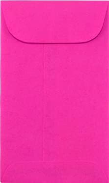 LUXPaper #5 1/2 Coin Envelopes, 50 Qty, 3 1/8" x 5 1/2", Bright Fuchsia, 24lb. Text