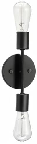 2-Light 65558 Globe Electric Reversible Vanity Light, Matte Black, Minimalist, Open Socket, Horizontal Vertical Mount