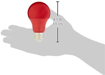 A19 Bulbs, 60W 9W E26 Non-Dimmable, 10,000 2-Pack Amazon Basics Red Color Party LED Light Equivalent, Energy Efficient