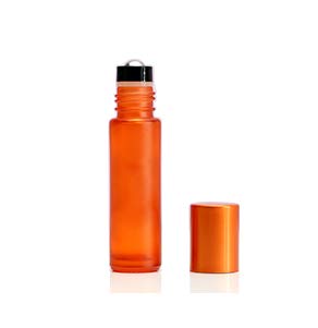5 Pack 10ml Colorful Frosted Glass Roll On Bottles, Empty Essential Oil Glass Roller Bottle with Stainless Steel Roller