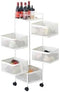 Naiveferry 5-Tier Rotating Vegetable Storage Rack with Wheels, Metal Mesh Fruit Basket with