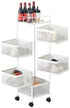 Naiveferry 5-Tier Rotating Vegetable Storage Rack with Wheels, Metal Mesh Fruit Basket with