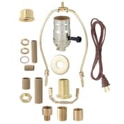 3-Way 11 Inch 12 B&P Lamp Brass Finish Floor Lamp Wiring Kit with a Socket, Harp, and Feet Long Lamp Cord