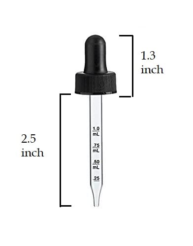 Comfort Axis Graduated Glass Droppers Black for 1 oz Round Bottles, 3 Pack