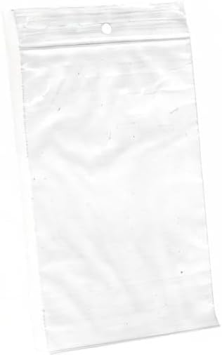 Plymor 4" x 6" Reclosable Plastic Bags (Pack of 100), 2 Mil with Hang-Hole Zipper