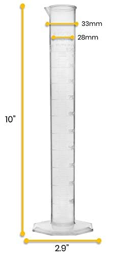 EISCO Plastic Graduated Cylinder, 100ml - Scientific Measuring Cylinder with Extra Stable Base - Polypropylene Plastic - Laboratory Quality, Autoclavable