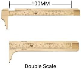 Handy Sliding Double Scales Vernier Caliper Ruler, Measuring Tool mm/inch, Brass Pocket Ruler 100mm