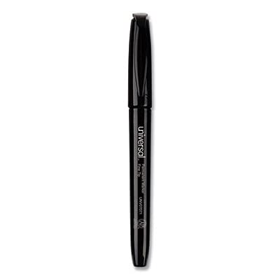 Universal Pen Style Permanent Markers, Fine Point, Black, Dozen for Office and Home Use