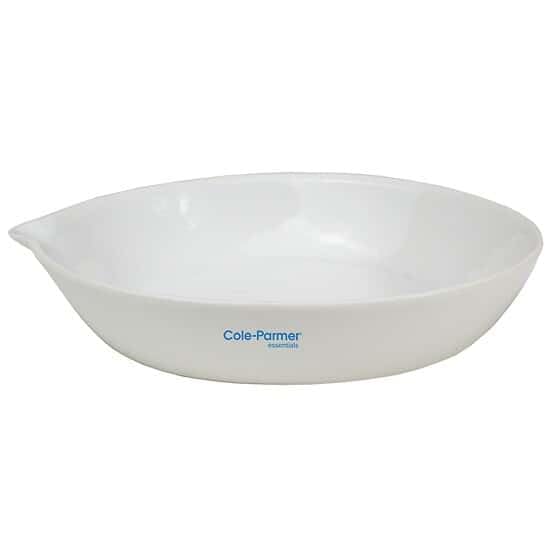 Cole-Parmer Evaporating Dish, Porcelain, Flat Form, 50 mL, 6 Pack