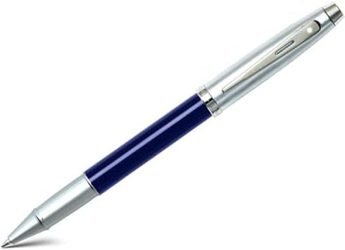 Sheaffer 100 Pearlescent Metallic Blue Rollerball Pen with Nickel Appointments, Signature Mid Band and Dot of