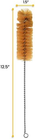 12.5" 1.25" 1.5" EISCO Bristle Cleaning Brush with Fan-Shaped End, - Twisted Stainless Steel Wire Handle - Ideal