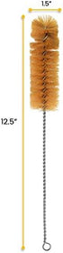 12.5" 1.25" 1.5" EISCO Bristle Cleaning Brush with Fan-Shaped End, - Twisted Stainless Steel Wire Handle - Ideal