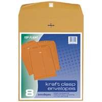 Top Flight Clasp Envelopes - Gummed and Clasped Closure, 10 x 13 Inches, Brown Kraft, 8 Envelopes per Pack (6911068)