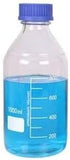 Lab Media Storage Round Bottles, Graduated Glass Container, GL45 Screw Cap, Multi-Purpose, Pack of 4 (Blue, 1000ml)