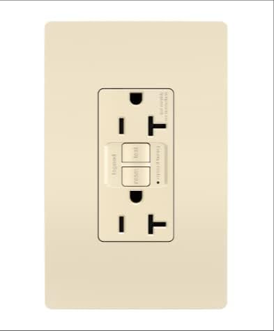 Legrand radiant 2097LACCD12 GFCI Self Test Decorator Duplex Outlet, 20 Amp, Light Almond, 1 Count