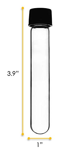 EISCO 12PK 30ml Test Tubes with Bakelite Screw Cap and Rubber Liner, Borosilicate Glass