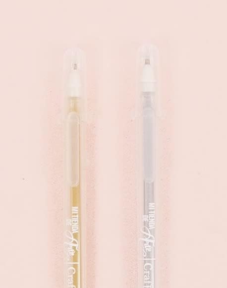 Set 2 0,8 mm Craftelier - of Gel Pens for Coloured and Dark Papers | Ideal for Bullet Journal, Planner or Scrapbooking
