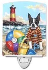 212 Main 6 x 4 in. Boston Terrier Beach Baby Ceramic Night Light