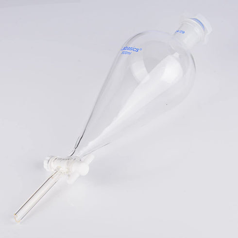 500 ml Conical Separatory Funnel, Heavy Wall Borosilicate Glass with 24/29 Joints and PTFE Stopcock
