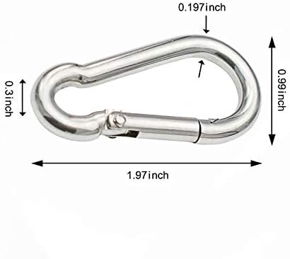 Carabiner Clip, Spring Snap Hooks, Heavy Duty Stainless Steel 304 Hooks, Indoor/Outdoor Rope Connector 6Pack