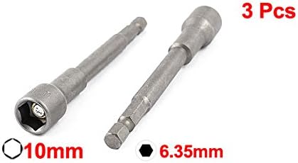 uxcell Hardware 100mm Long Magnetic 10mm Hex Socket Nut Setters Driver, 3pcs