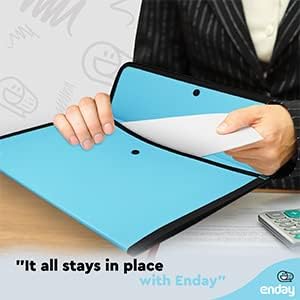 Square Flap Document Holder Blue - Expanding File Folder, A4 Letter Size Reusable Filling Envelopes, Snap Closure Wallet