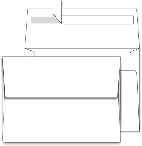 AZAZA 50 Pack A7 White Envelopes, 5x7 Quick Self Seal Envelopes for Weddings, Invitations, Photos, Graduation, Baby