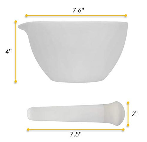 EISCO Porcelain Mortar & Pestle Set, 30oz Unglazed Grinding Surface for Kitchen or Laboratory