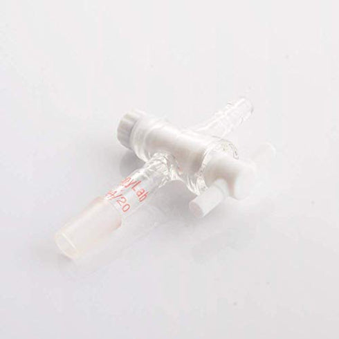 StonyLab Vacuum Flow Control Adapter with PTFE Stopcock, 14/20 Joint and Straight Hose Connection