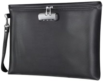 ZOOPIP Fireproof Document Bag with Lock, 14.3"x10.2" Waterproof Money Bag with Zipper Closure for A4 Documents