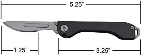 Folding Scalpel Knife with Carbon Fiber Handle, 10 Replaceable Blades, EDC Pocket Knife for 22/23/24 blade