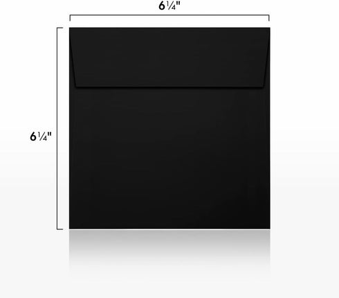 LUXPaper Square Invitation Envelopes | 6 1/4" x 6 1/4" | Black Linen | Peel & Press | 80lb. Text | 50 Qty